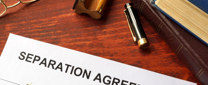 Separation agreement form on an office table.